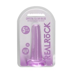 Fioletowe gładkie dildo z przyssawką RealRock 13,5cm