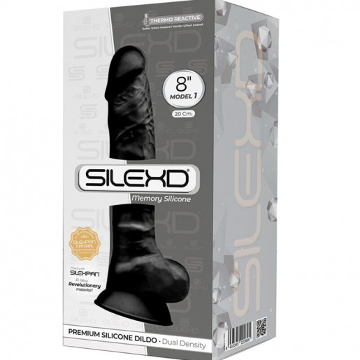 Realistyczne czarne dildo z przyssawką Silexd 20cm