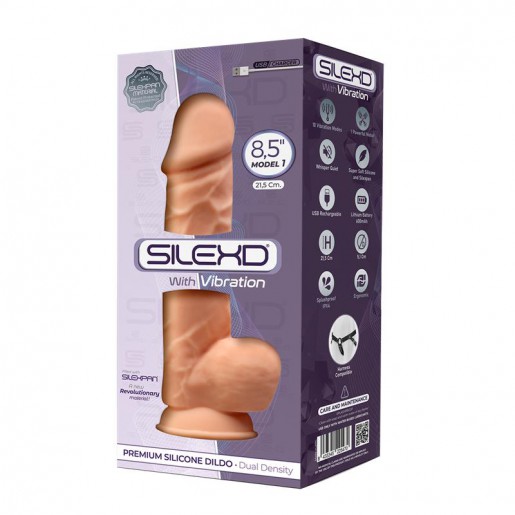 Cieliste wibrujące dildo z przyssawką Silexd 21,5cm