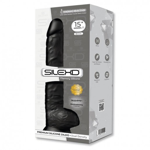 Realistyczne czarne dildo z przyssawką Silexd 38cm