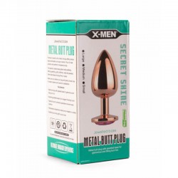 Złoty korek analny z kryształem rozmiar M Secret Shine X-MEN