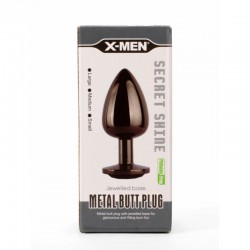 Czarny korek analny z kryształem rozmiar M Secret Shine X-MEN