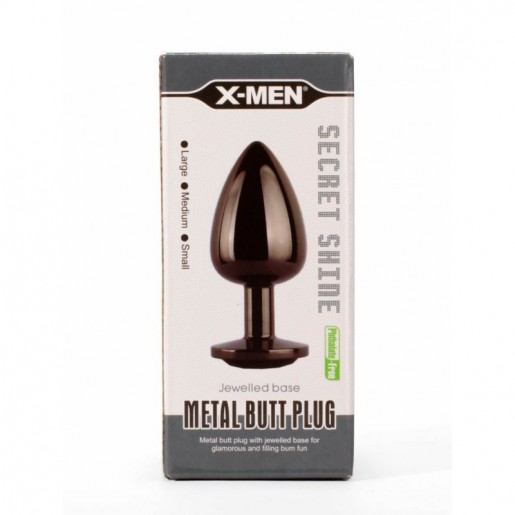 Czarny korek analny z kryształem rozmiar M Secret Shine X-MEN