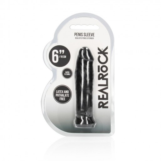 Czarna realistyczna nakładka na penisa RealRock 16cm