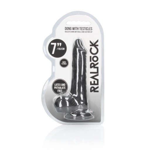 Czarne dildo z przyssawką RealRock 17cm