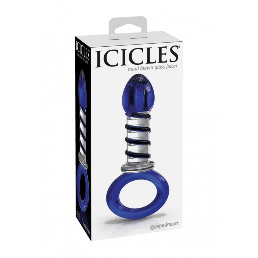 Niebieskie szklane dildo analne Icicles 81