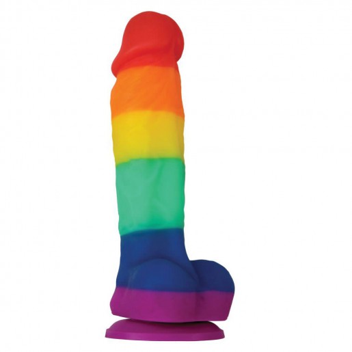 Dildo silikonowe 17,5 cm tęczowe