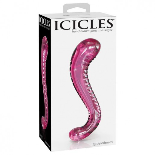 Szklane dildo w kolorze różowym Icicles nr 69