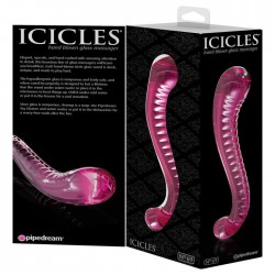 Szklane dildo w kolorze różowym Icicles nr 69