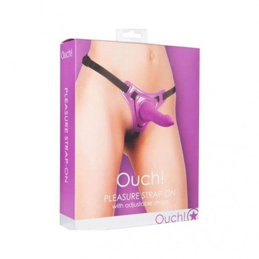 Strap-on z uprzężą OUCH Pleasure 15cm fioletowy