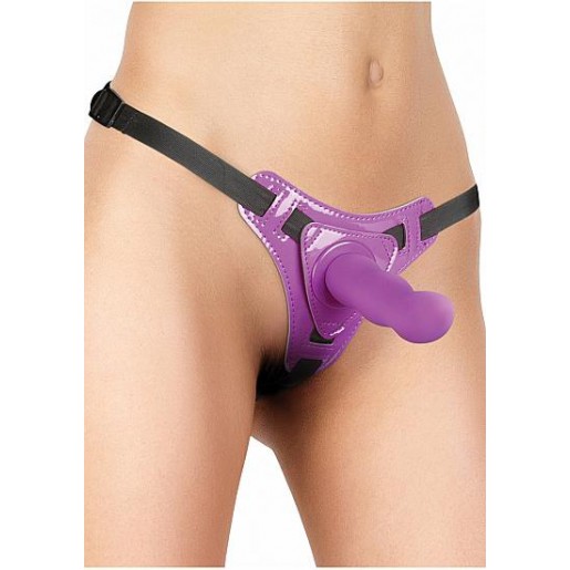 Strap-on z uprzężą OUCH Delight 15cm fioletowy