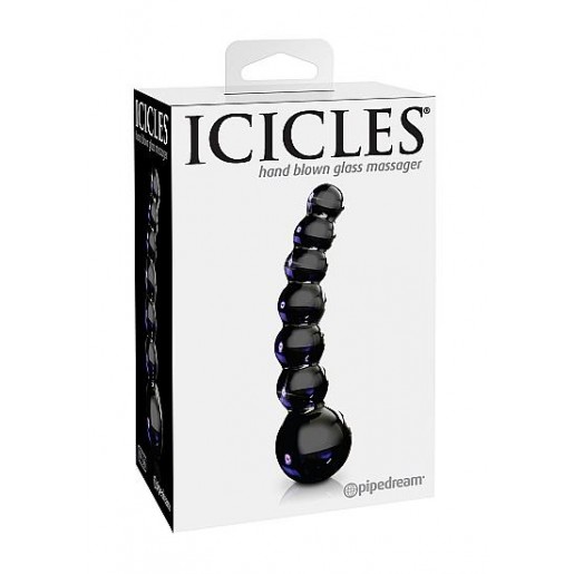 Czarne szklane dildo Icicles nr 66