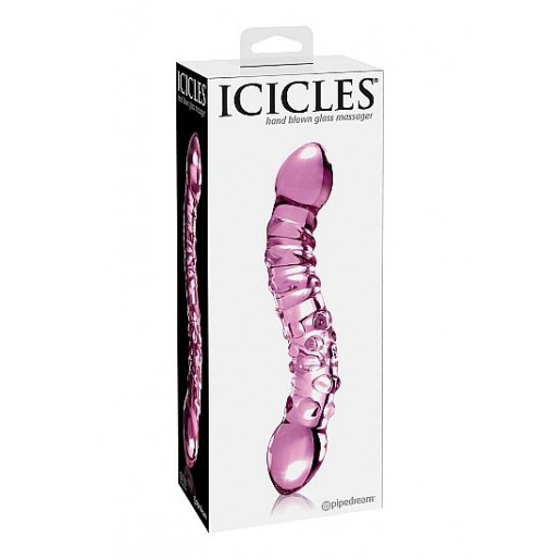 Dwustronne szklane dildo Icicles nr 55 różowe