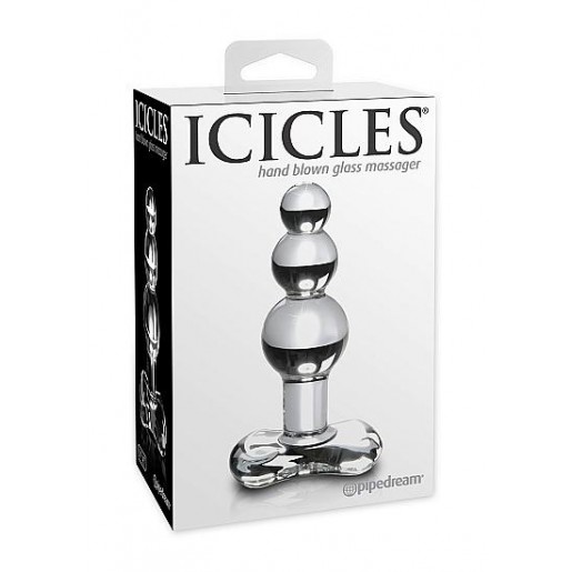 Szklany korek analny Icicles nr 47 przeźroczysty