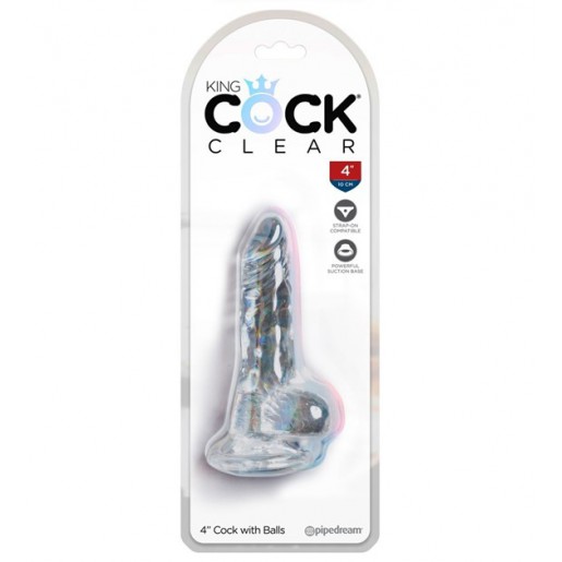 Przeźroczyste dildo z przyssawką King Cock 10cm