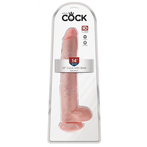 Cieliste dildo z jądrami i przyssawką King Cock 37cm