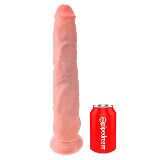 Cieliste dildo z jądrami i przyssawką King Cock 37cm