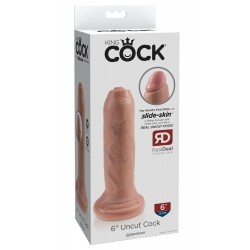 Cieliste dildo z ruchomym napletkiem King Cock Uncut 16,5cm