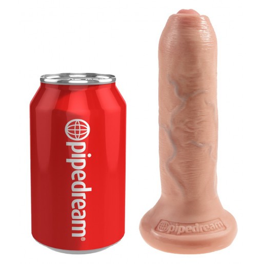 Cieliste dildo z ruchomym napletkiem King Cock Uncut 16,5cm