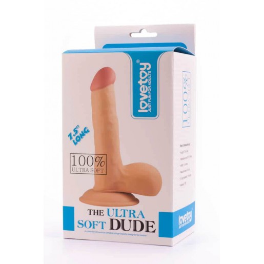 Dildo z przyssawką i jądrami LOVETOY The Ultra Soft Dude