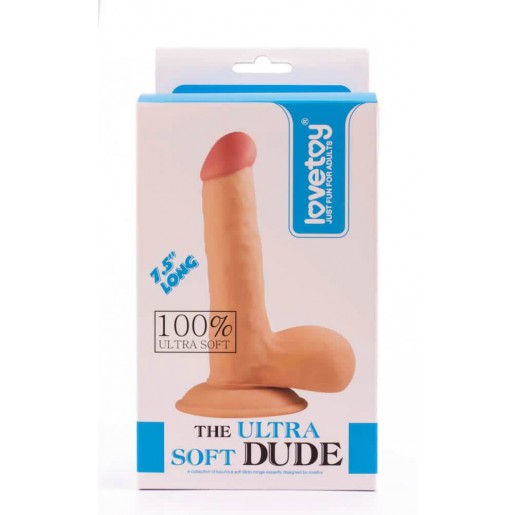 Dildo z przyssawką i jądrami LOVETOY The Ultra Soft Dude