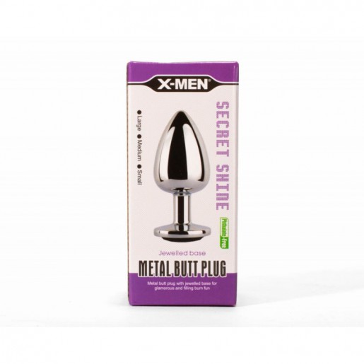 Srebrny korek analny z kryształem rozmiar S Secret Shine X-MEN