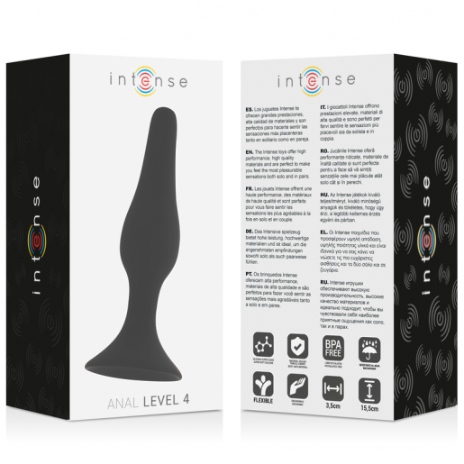 Czarny silikonowy korek analny poziom 4 Intense