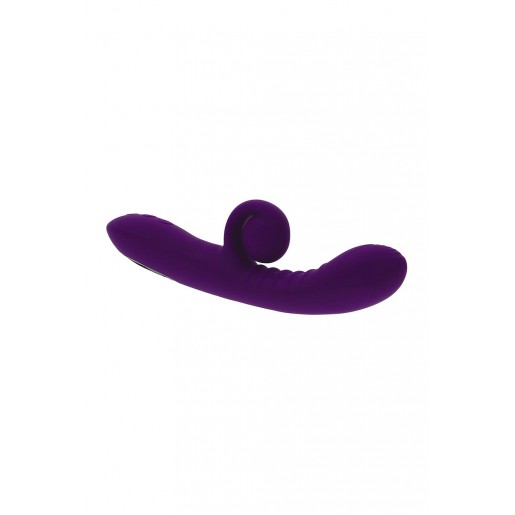 Fioletowy wielofunkcyjny wibrator króliczek Curlicue Playboy