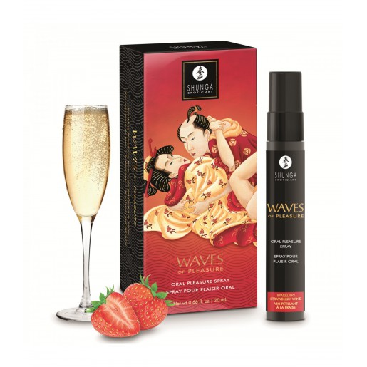 Truskawkowy spray do seksu oralnego Waves Pleasure Shunga