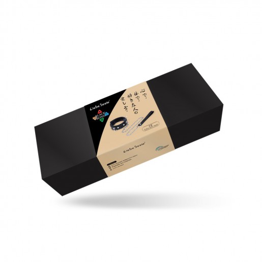 Czarna obroża z odpinaną smyczą Liebe Seele