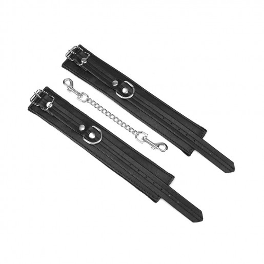 Czarne skórzane kajdanki BDSM na nogi Liebe Seele