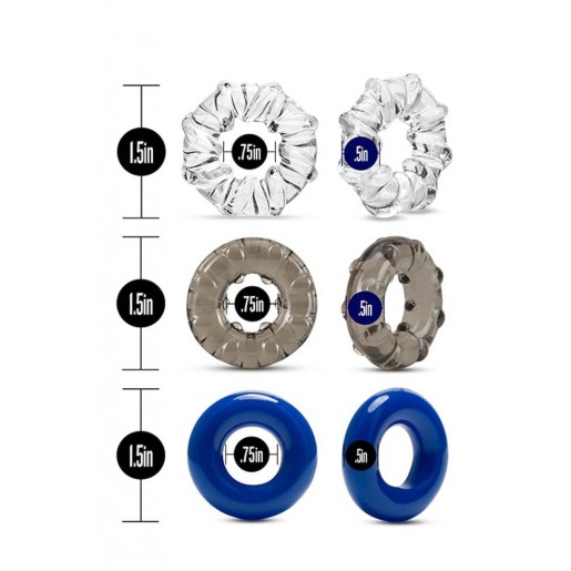 Stay Hard Triple Stretch 3-Pack – zestaw 3 elastycznych pierścieni erekcyjnych