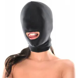 Czarna pełna maska ze spandexu Open Mouth Hood Pipedream