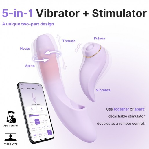 Fioletowy wielofunkcyjny wibrator króliczek Svakom DuoGlow