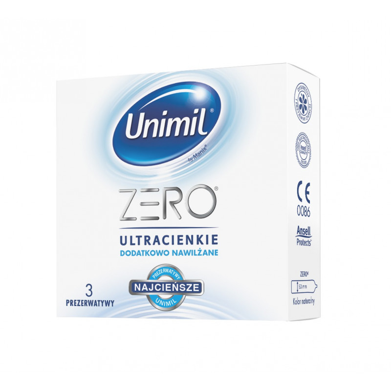 Cienkie prezerwatywy Unimil Zero 3 sztuki