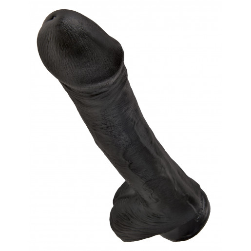 Czarne dildo z jądrami i przyssawką King Cock 36cm