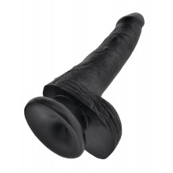 Czarne dildo z jądrami i przyssawką King Cock 18cm