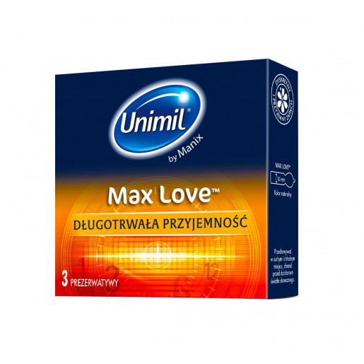 Prążkowane prezerwatywy Unimil Max Love 3 sztuki