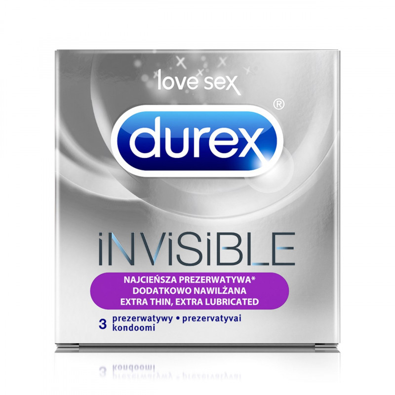 Cienkie prezerwatywy Durex Invisible 3 sztuki extra nawilżone