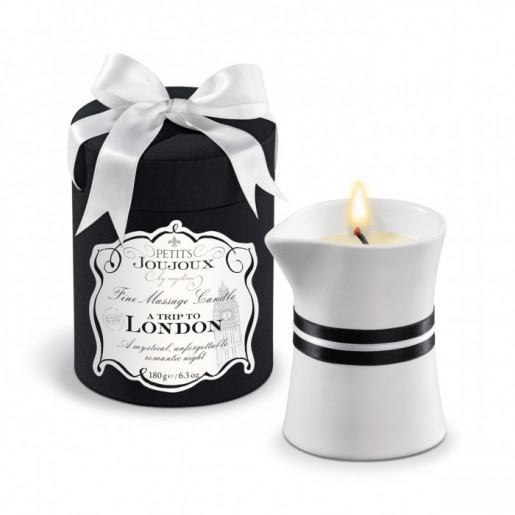 Bardzo duża zapachowa świeca do masażu Petits Joujoux Londyn rabarbar, ambra i czarna porzeczka
