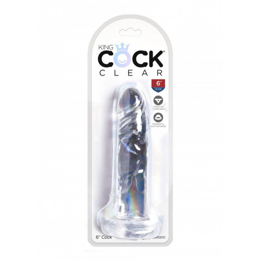 Przeźroczyste dildo z przyssawką King Cock 18cm