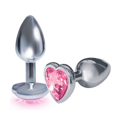 Korek analny mały z kryształem, srebrno-różowy